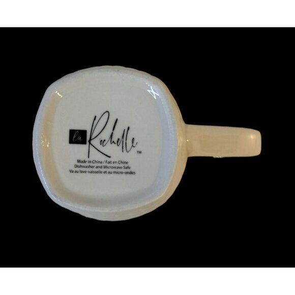 La Rochelle White Textured Ceramic Coffee Mug Basket Weave Pattern 14oz VGC - Picture 8 of 8